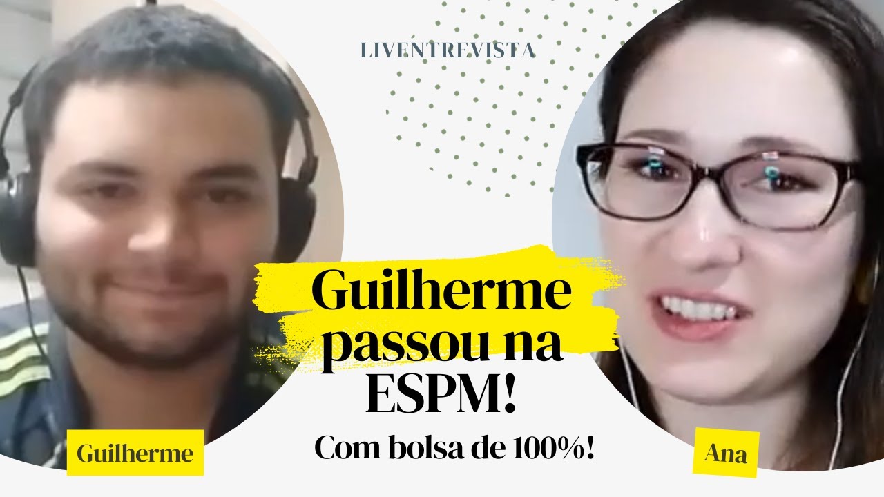 O Guilherme passou em 5º lugar em Design na ESPM e conquistou a bolsa de 100%
