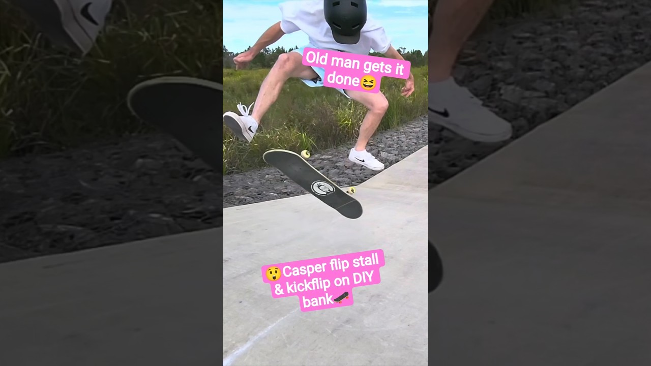 LANDING KICKFLIPS AND CASPER FLIP STALLS AS A 40 YEAR OLD SKATER! #skate #shorts #viral #oldman #fyp