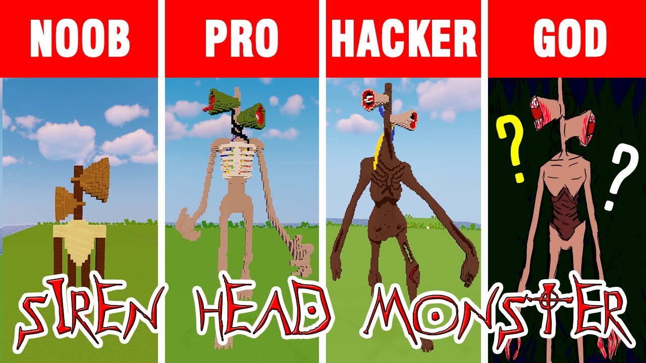 Minecraft BUILD BATTLE: SIREN HEAD 2 в Minecraft: НУБ против ПРО, против ХАКЕРА против БОГА
