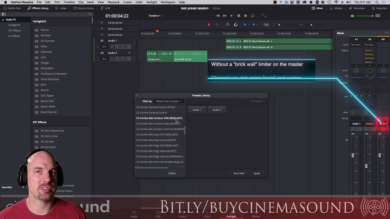 Davinci Resolve Audio Preset Tutorial from Cinema Sound2