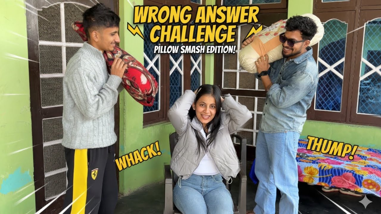 Wrong Answers Challenge🤣😍||pillow smsh⚡️￼||Sahil Beyal Vlogs