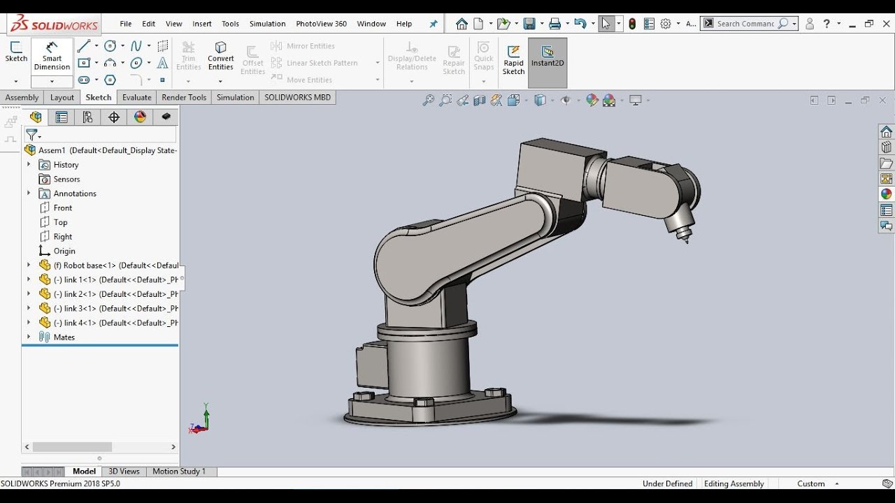 SolidWorks part 60 How to design DOF robot arm design