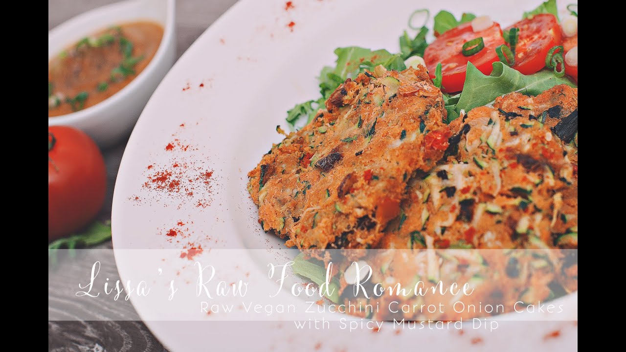 RECIPE: Raw Vegan Zucchini Carrot Onion Cakes + Sweet Mustard Dip!
