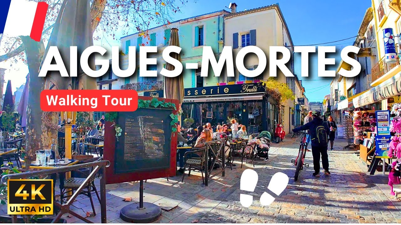 ЭГ-МОРТ 🇫🇷🚶‍♀️ПЕШЕХОДНАЯ экскурсия СЮРПРИЗ у ворот КАМАРГ🌾Пешеходная экскурсия по Франции [4K]