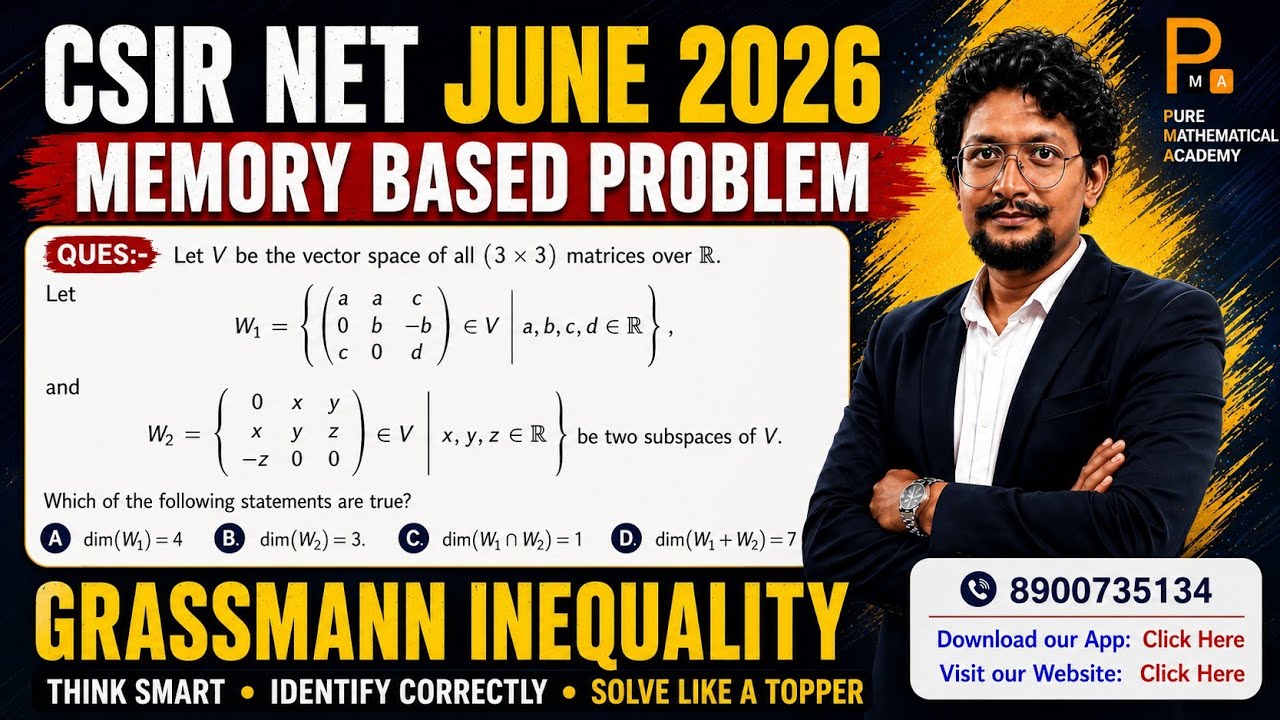 Grassmann Identity Application | Linear Algebra CSIR NET June 2026 Mathematics Memory-Based Question