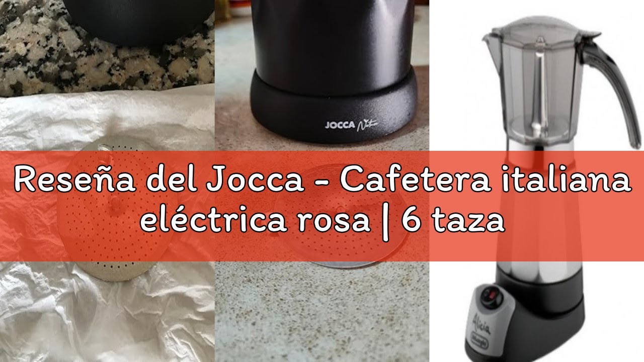 Reseña del Jocca - Cafetera italiana eléctrica rosa | 6 tazas | Base giratoria 360º | Sistema mantie