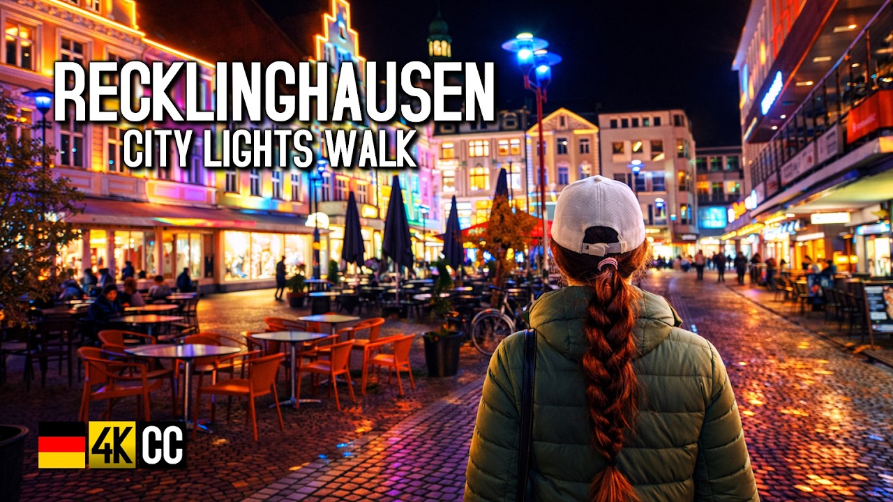 Recklinghausen Leuchtet 2025 – Magical Night Lights Walk | 4K City Lights