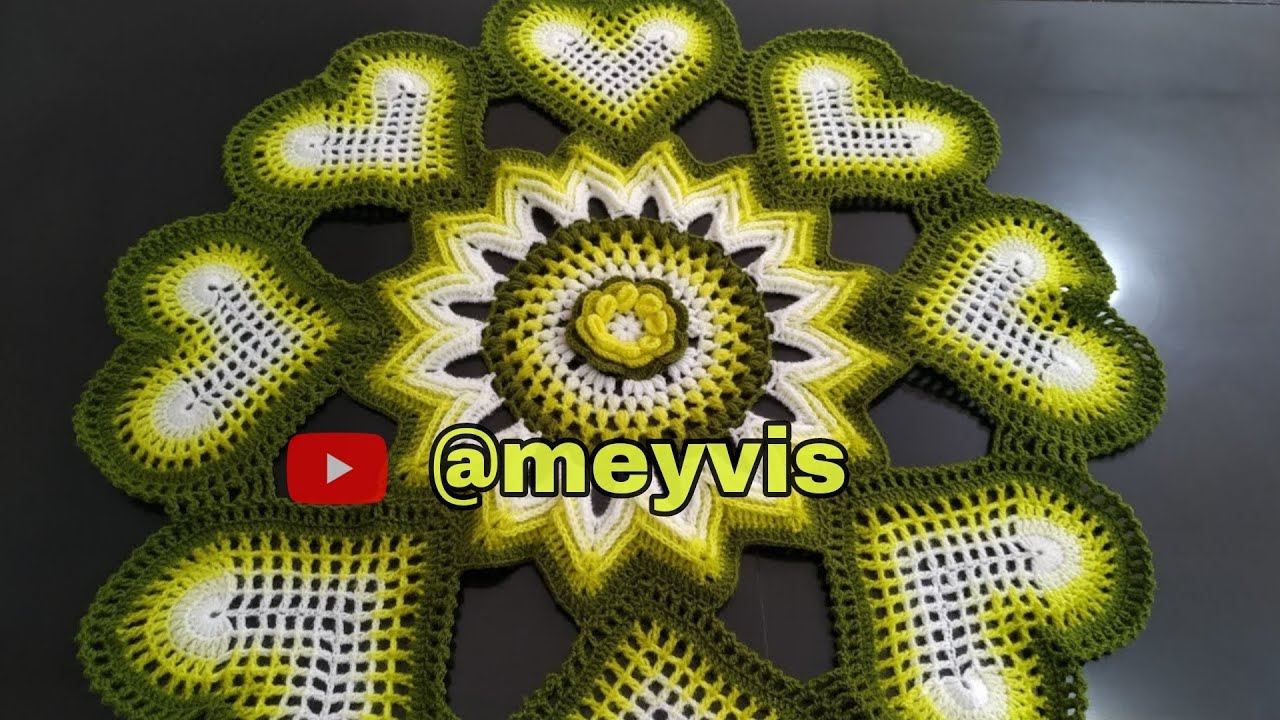 Tapete a crochet con corazones N°12 | centro para mesa | tapete para living