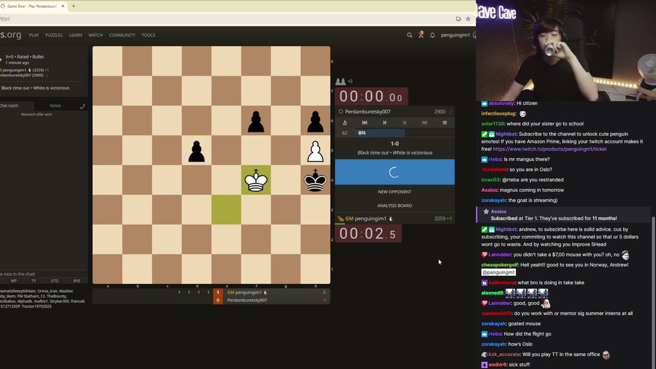 [03 Nov, 2025] penguingm1 - live from the taketaketake office @ lichess.org