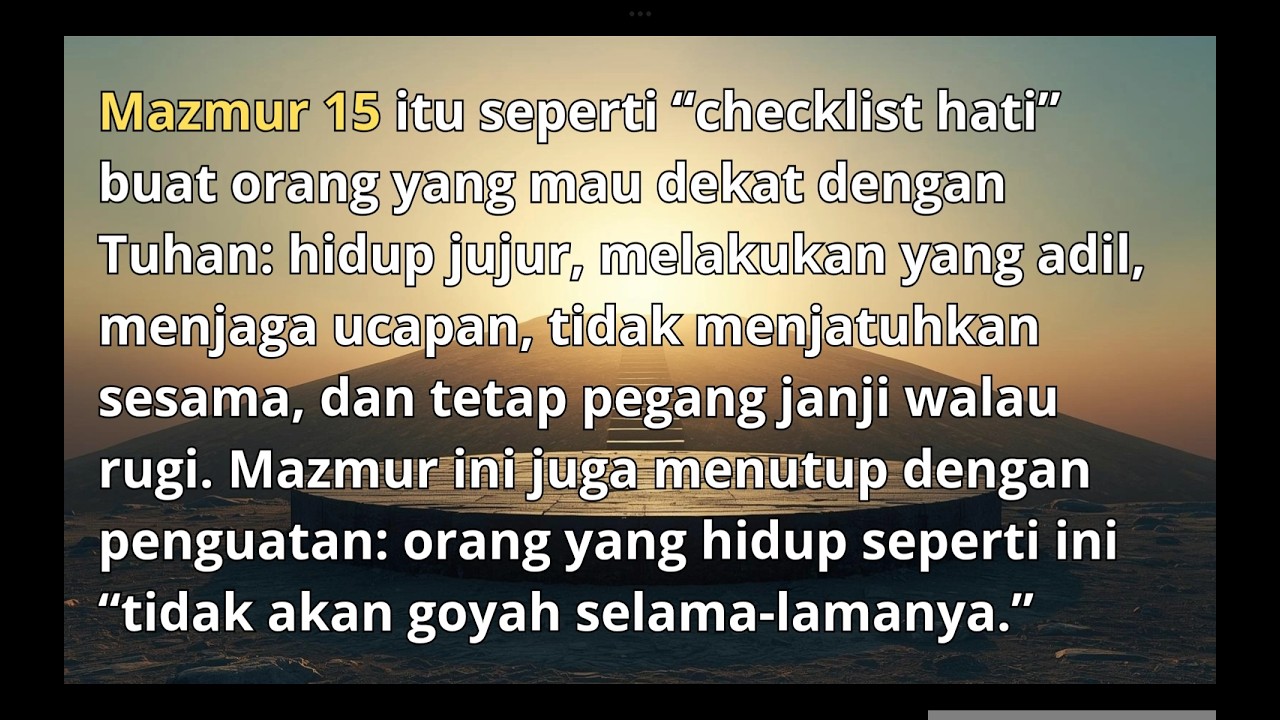 Takkan Goyah (Inspirasi dari Mazmur 15)