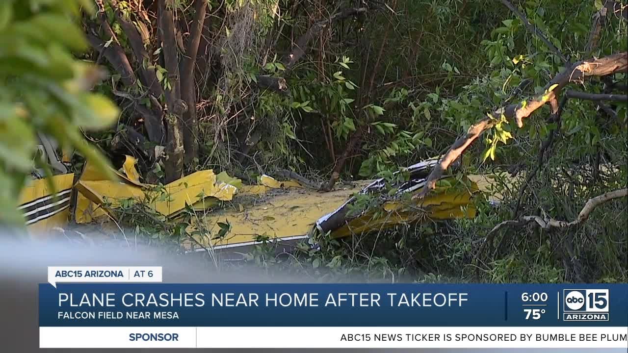 Plane crashes in Mesa orange grove outside Falcon Field, no injuries reported