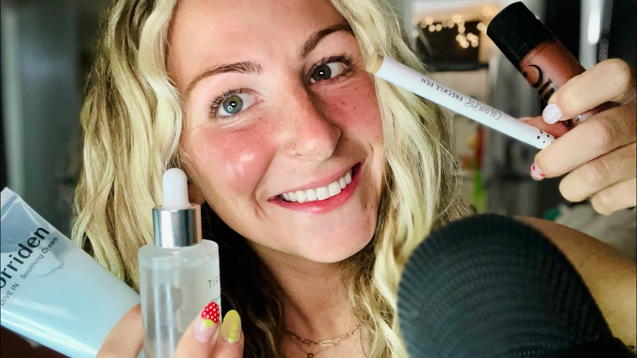 ASMR- GRWM for peach picking! Skincare, no makeup makeup look, wearing crest white strips