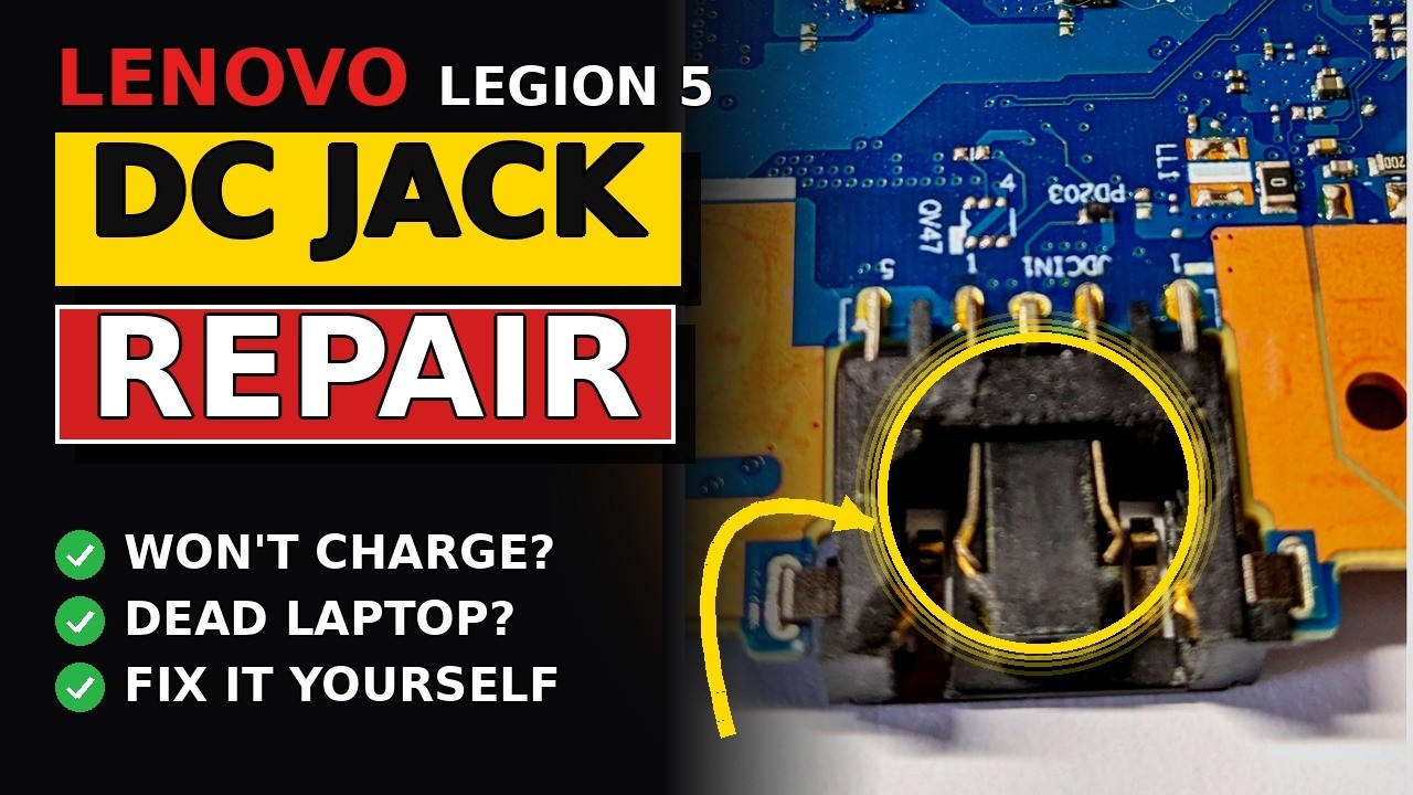 Lenovo Legion Power Jack Repair (Disassembly and Soldering Broken Charge Port)