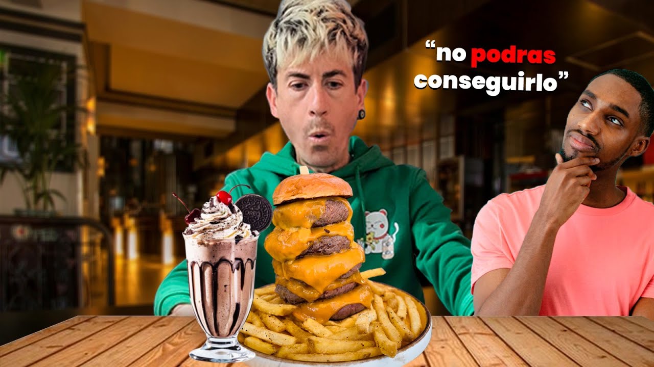 GANAS 100€ SI PUEDES COMERTE ESTA TORRE DE HAMBURGUESA Y BATIDO en 5 MINUTOS *y esto fue lo que pasó