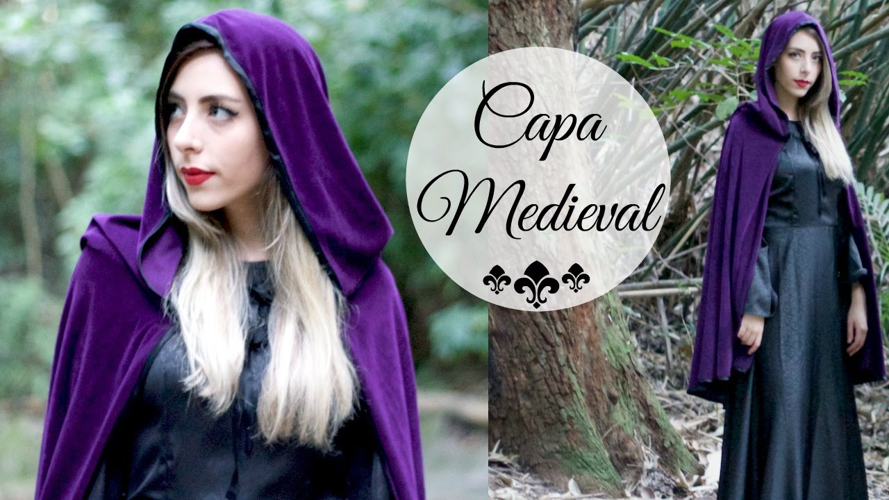 Capa medieval de veludo com capuz | #VEDA9