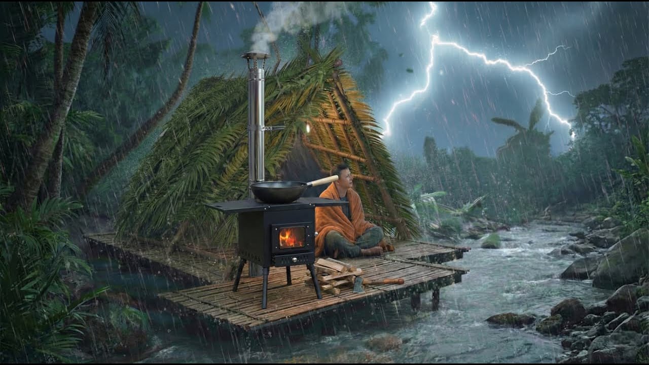 ПОТРЯСАЮЩЕ‼️СТРОИМ УБЕЖИЩЕ ПОД ПРОЛИВОМ ДОЖДЯ 🌧️Трудно построить укрытие во время сильного дождя