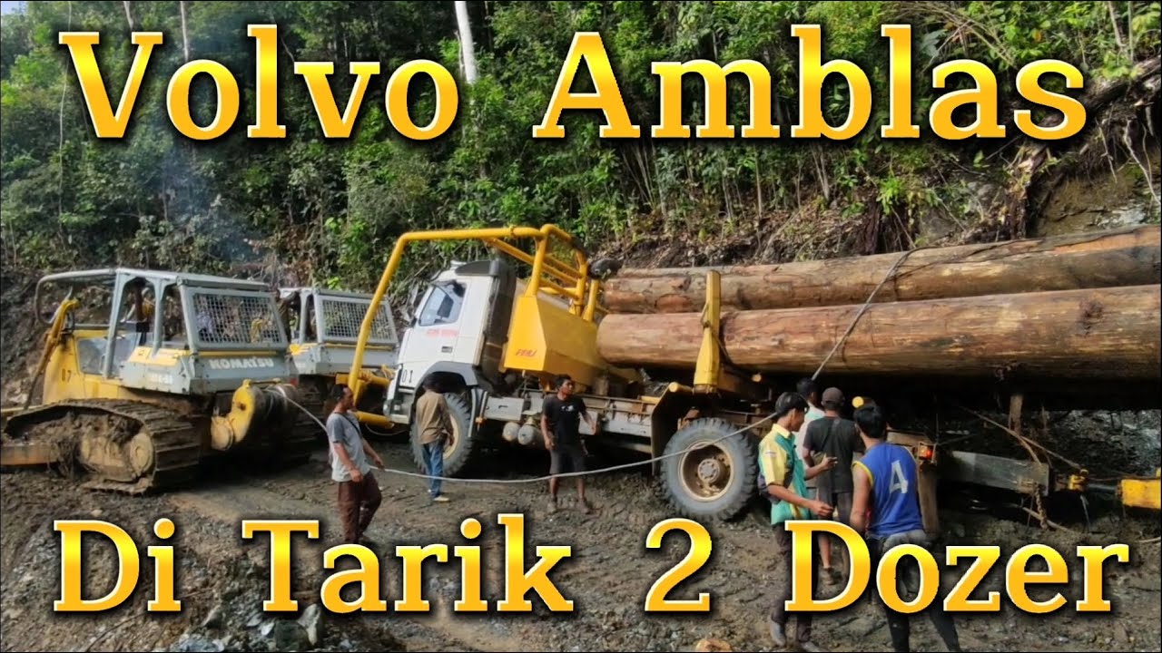 Logging Volvo Amblas di tarik 2 Dozer