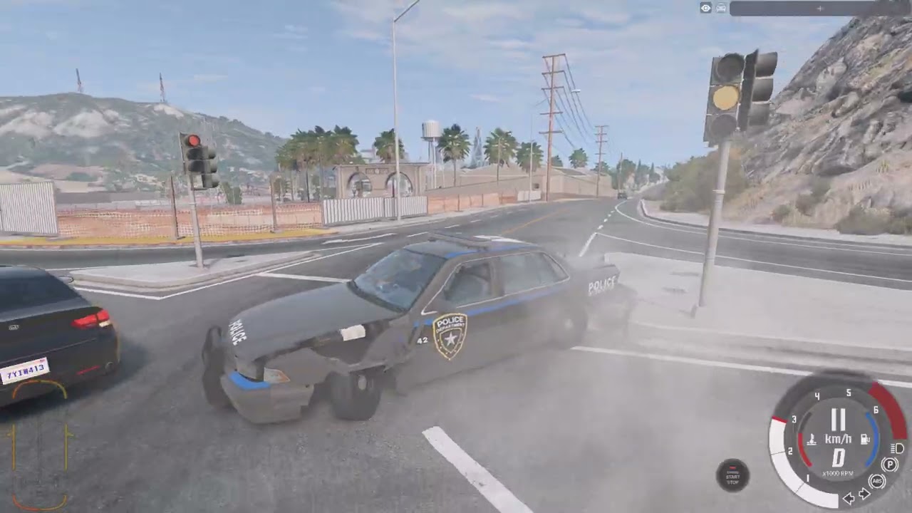 I tested to drift a Police Interceptor with traffic in BeamNG Drive