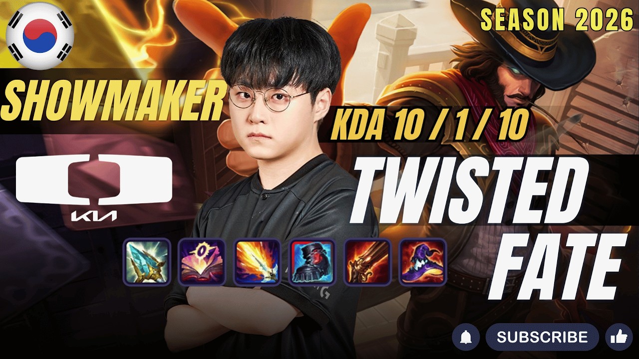 DK ShowMaker TWISTED FATE vs XERATH Mid - Patch 26.7 KR Ranked | lolrec