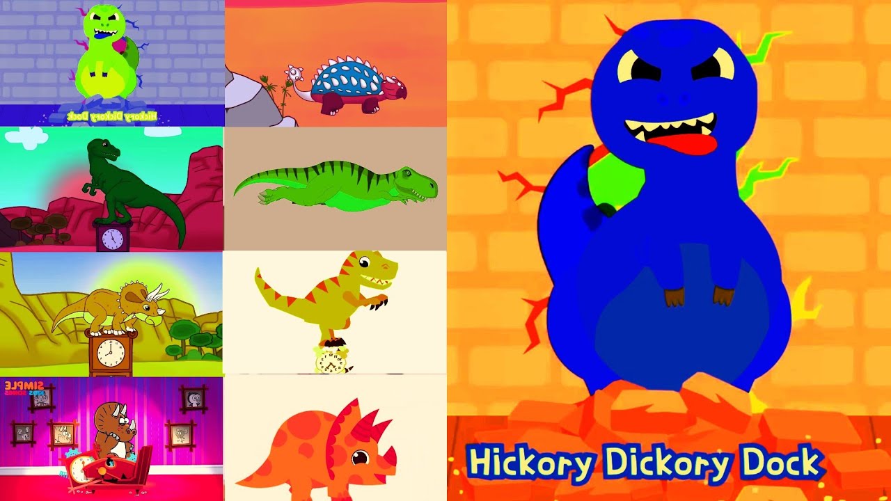 🔔 Hickory Dickory Dock 8 huge dinosaurs 🦖🦖🦖🦖 climb and broke the clock,oh no!🦖🦖🦖🦖