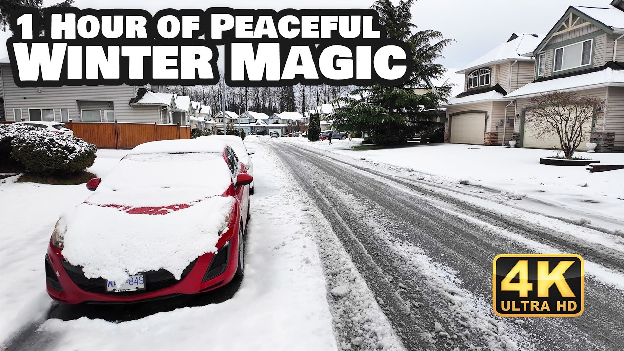 ❄️ VIRTUAL TOUR: Walking on Snowy Canadian Streets | 1 Hour of Relaxing Winter Scenes in 4K 60FPS 🇨🇦