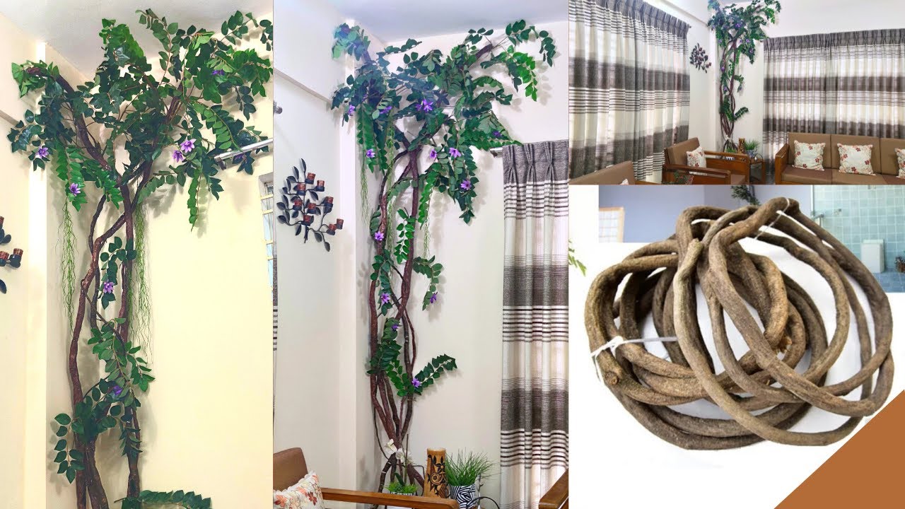 DIY artificial tree decorating ideas | Big Artificial Plants Idea | Indoor DIY  tree