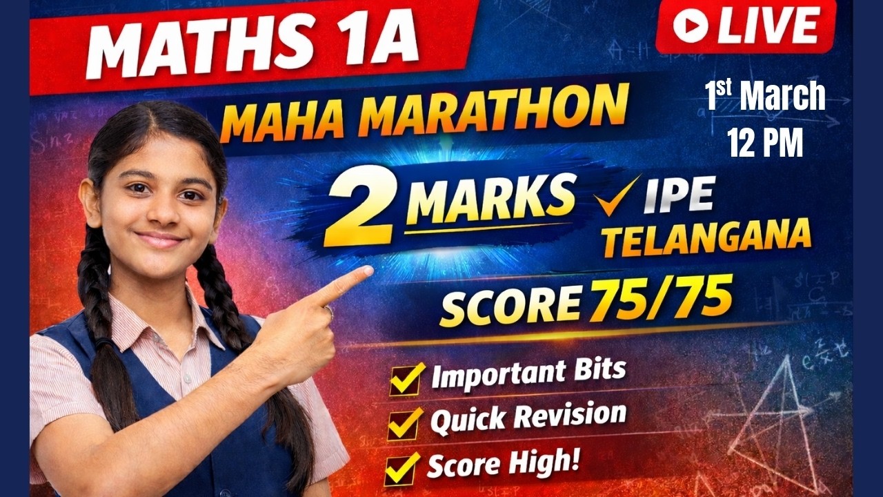 Maths - 1A - Maha Marathon | 2 Marks | IPE Telangana Get 75 Marks in Inter 1st Year  #maths1a #ipe