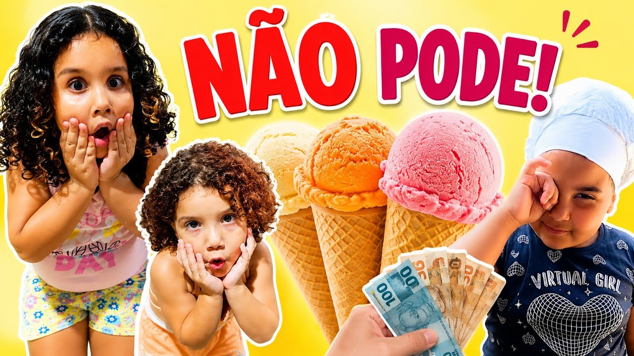 Regras de conduta para crianças. Mariana e Maitê fogem da sorveteria.