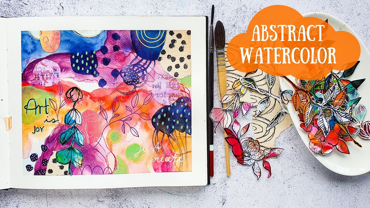 Mixed Media Art Journal Page with Watercolor and Collage