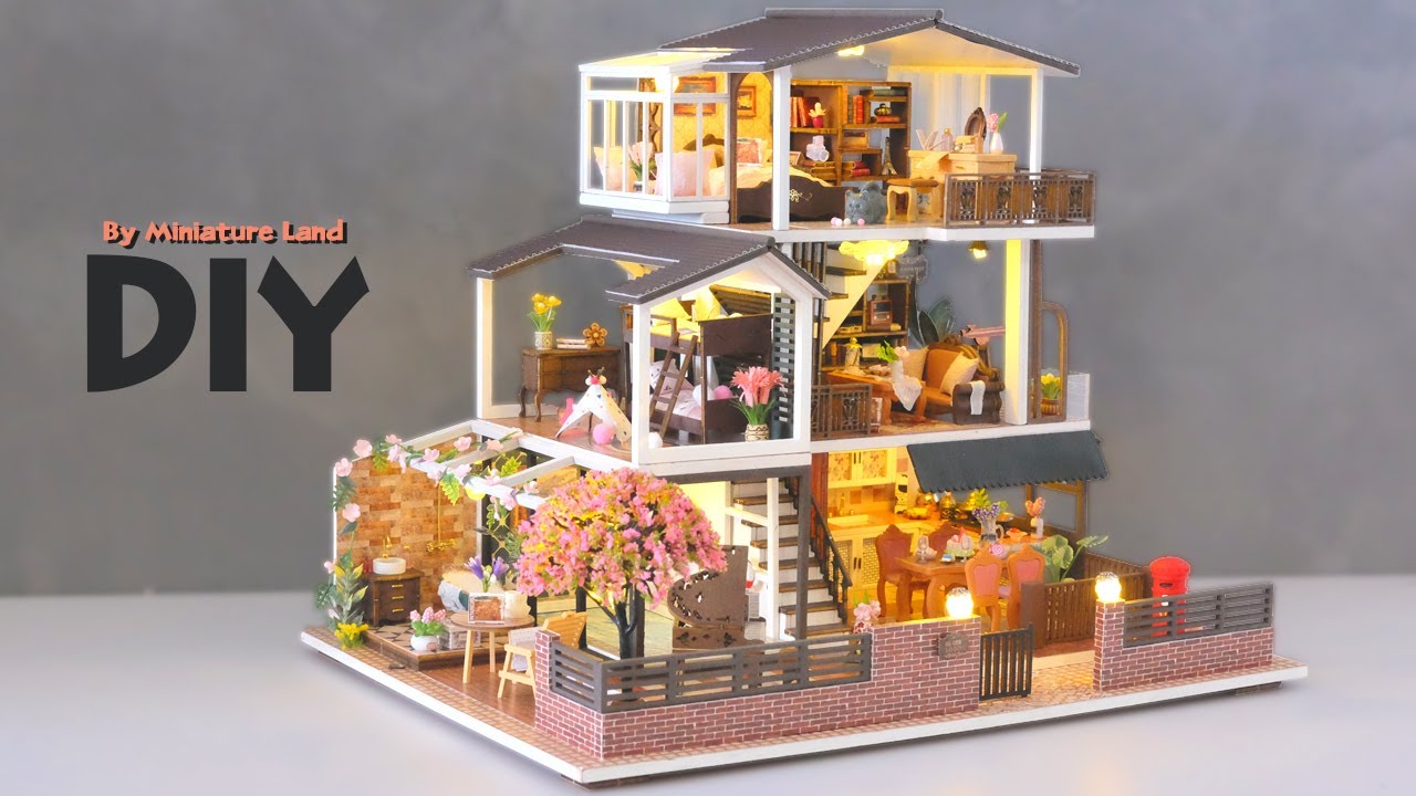 [4K] Romantic European Style Villa || DIY Miniature Dollhouse Kit - Relaxing Satisfying Video