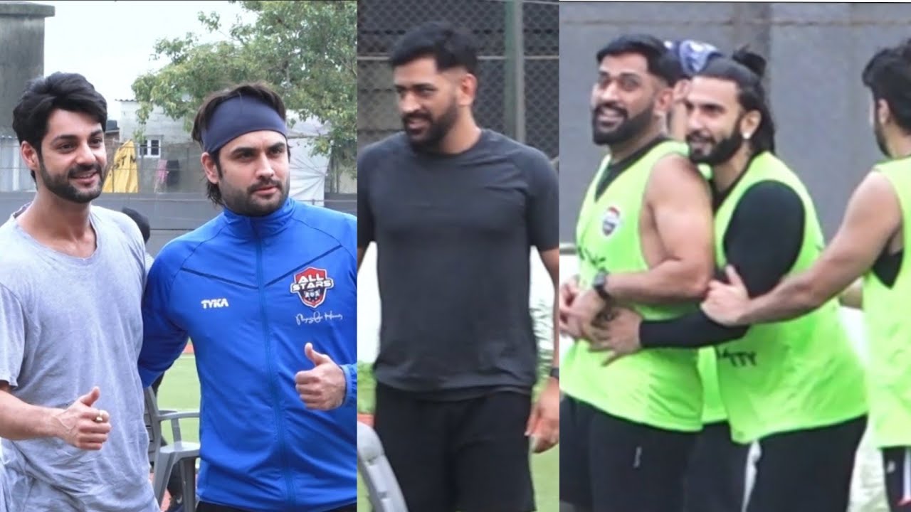 Dhoni, Ranveer, Karan Wahi, Ibrahim and Vivian Dsena for soccer fun