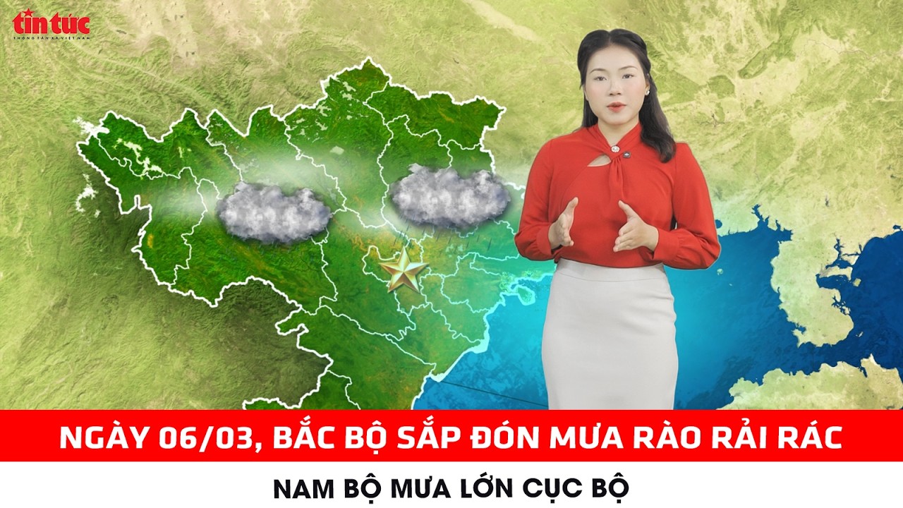 Dự báo thời tiết 06-08/03 | Mưa rào rải rác tại Bắc Bộ từ đêm 08/03; Nam Bộ đề phòng mưa dông