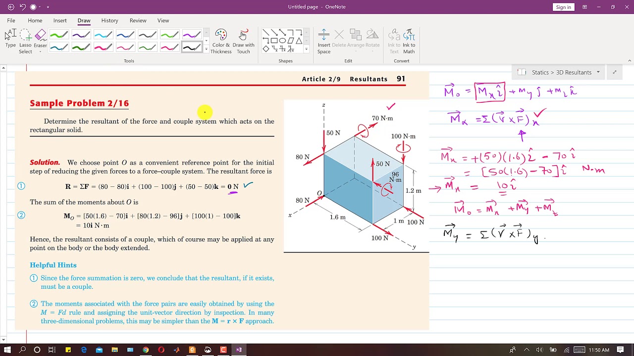 STATICS | Sample Problem: 2/16 | Topic 2/9 Resultants | 6th Edition
