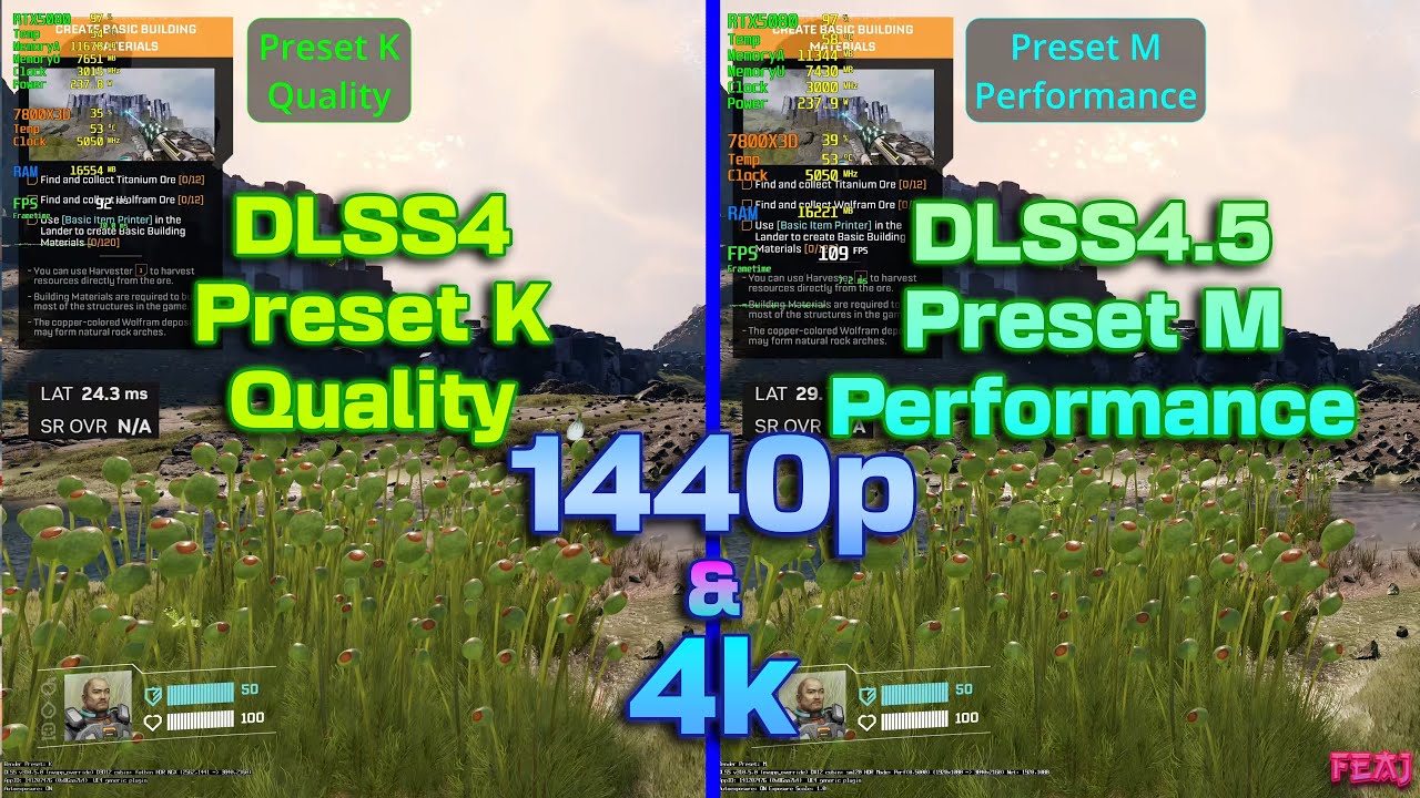 DLSS 4.5 StarRupture 1440p и 4k. Качество K против производительности предустановки M.