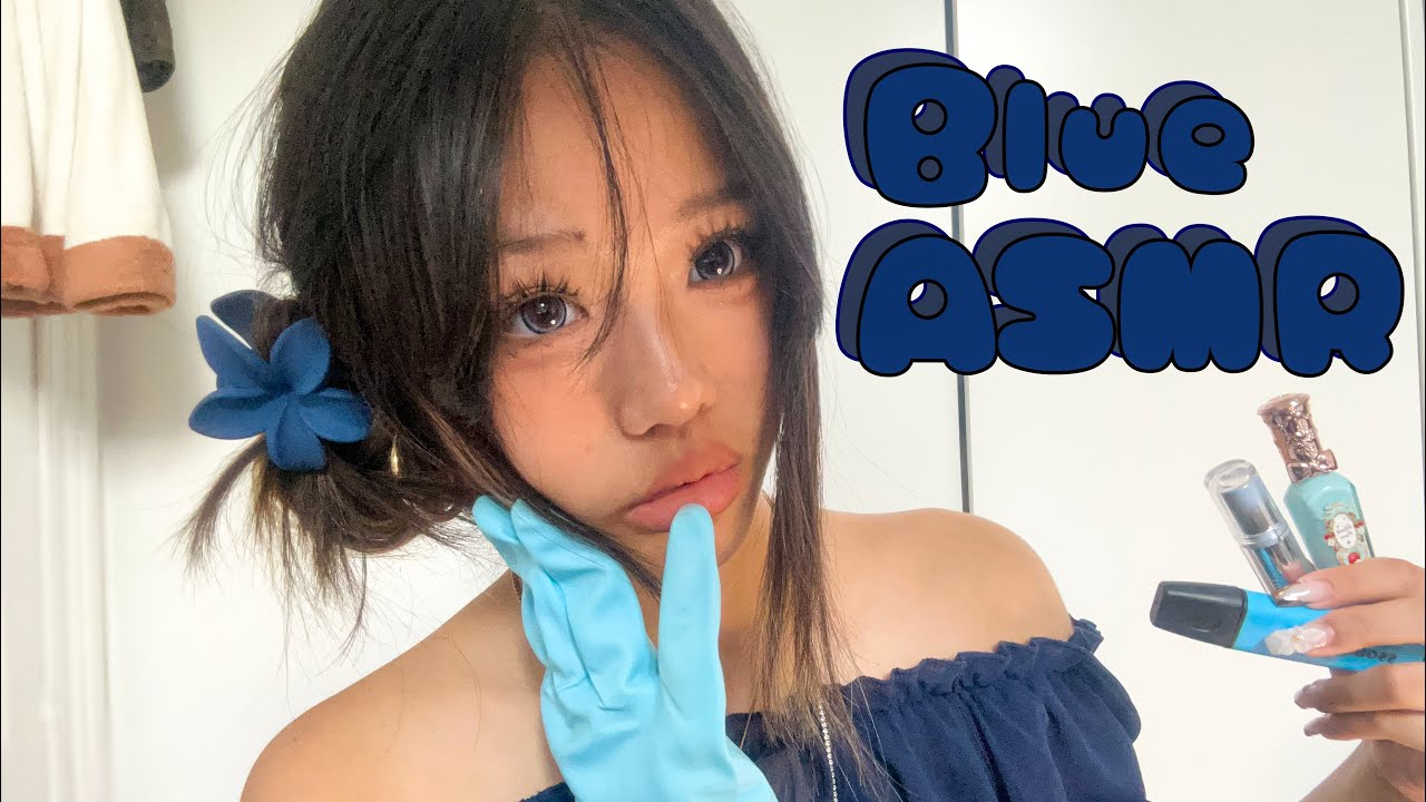 ASMR only blue tingly triggers 🦋 | mouth sounds | gloves | tapping & scratching