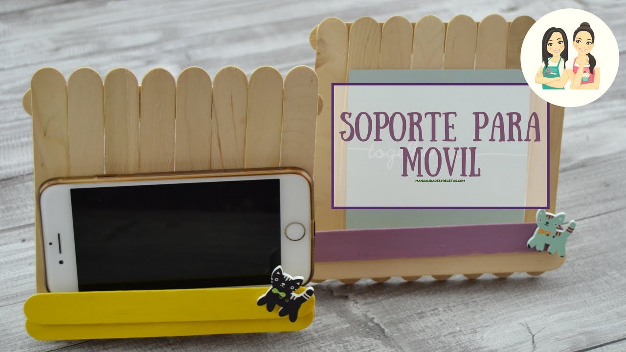 Soporte para el móvil o tablet. Manualidades Con Palitos de Madera. Manualidades Y Recetas.