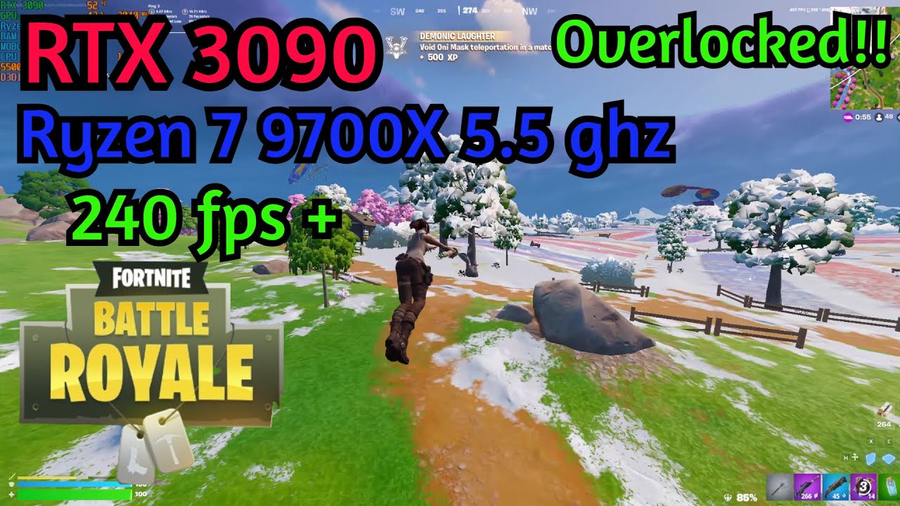 RTX 3090 + RYZEN 7 9700X | Overclocked! Fortnite BR Test Low Settings 1080p | 1000fps! | 0 Ping