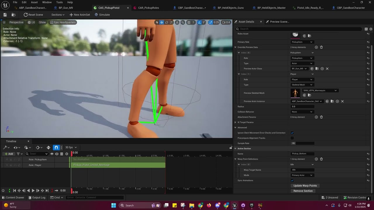 Unreal Engine 5: Pistol Pickup Part 2 (Contextual Anims)