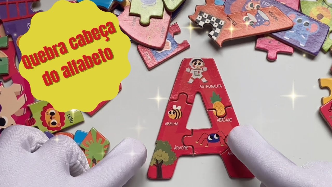 Quebra cabeça do alfabeto / brincando de aprender o alfabeto / alfabeto divertido
