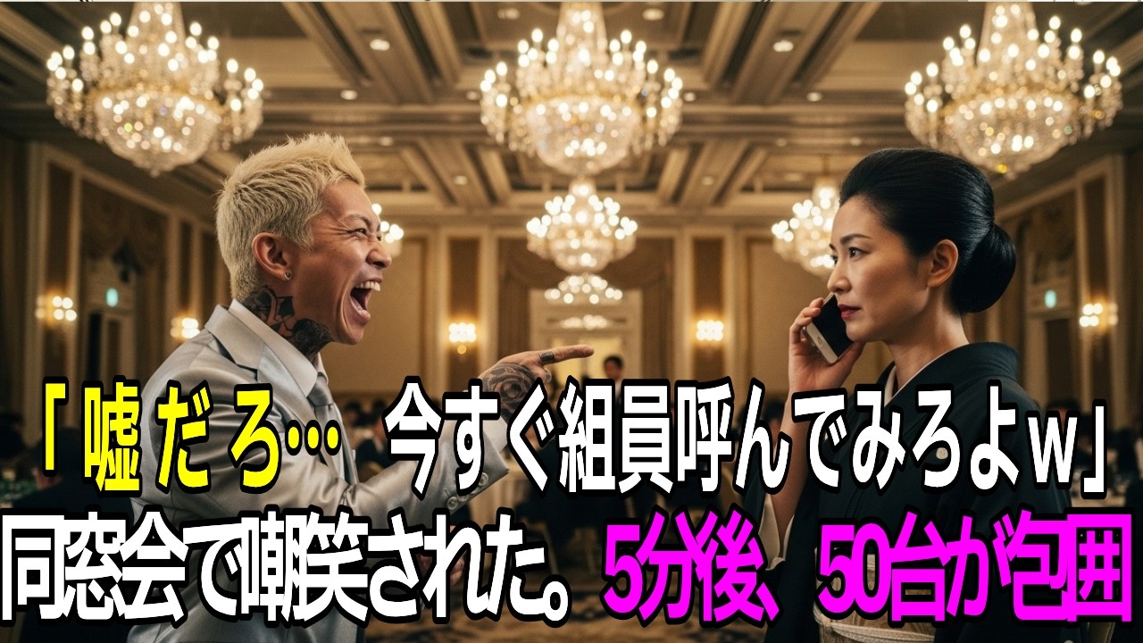 「底辺女ｗお前んち極道だろ？呼んでみろよｗ」同窓会で侮辱された私。5分後、50台の黒塗り高級車が現れ…震える元いじめっ子に「終わらせてやる」【スカッとする話】