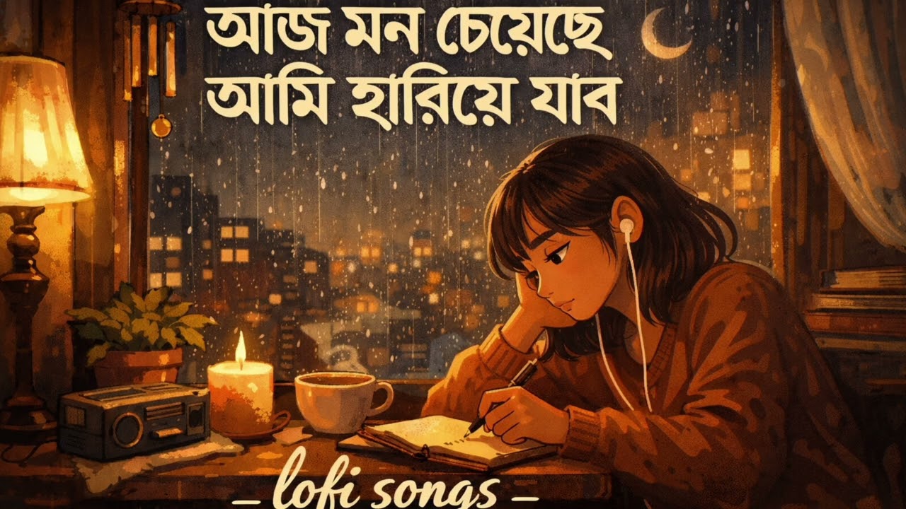 আজ মন চেয়েছে আমি হারিয়ে যাব | Bengali Lofi Song 🌙💔 | Relaxing & Emotional Chill Beats