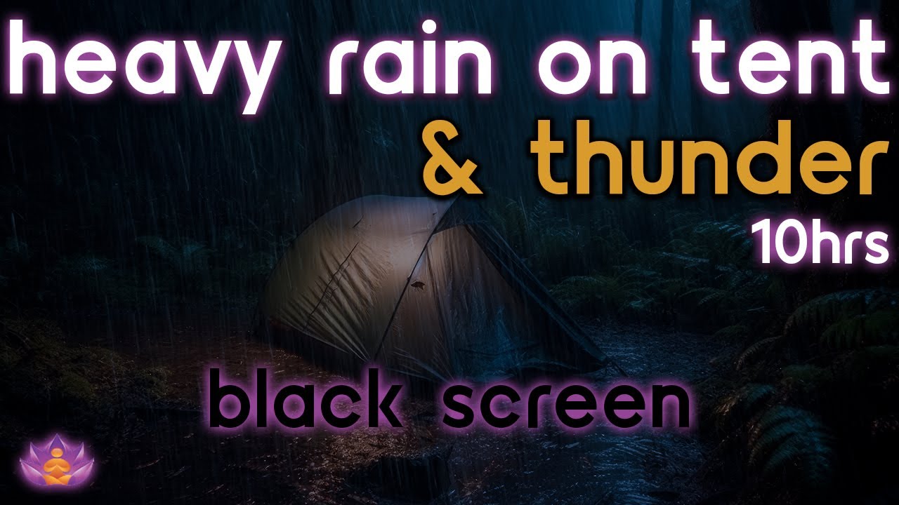 [Black Screen] Heavy Rain on Tent with Thunder | Rain and Thunder Sounds | Rain Sounds for Sleeping