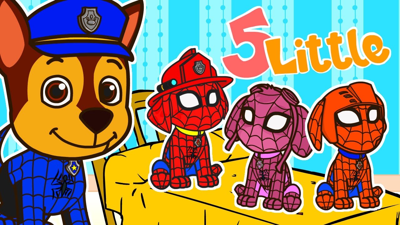🌟 CINCO PERRITOS 🌟  Bebes perritos de Spiderman | Canciones infantiles