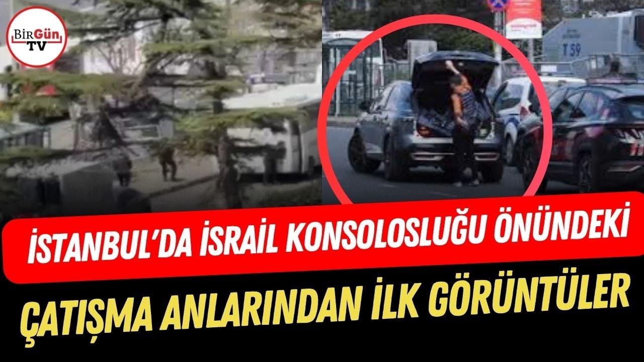 #SONDAKİKA I İstanbul'da İsrail Konsolosluğu &ouml;n&uuml;ndeki &ccedil;atışma anları kameralara yansıdı!