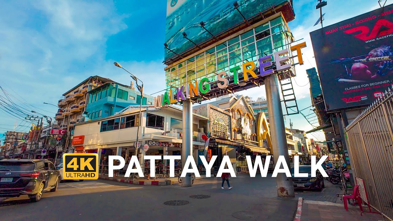 4K HDR Pattaya Walking Tour at Sunset (Beach Road, Walking Street, Bali Hai Pier, Second Road)