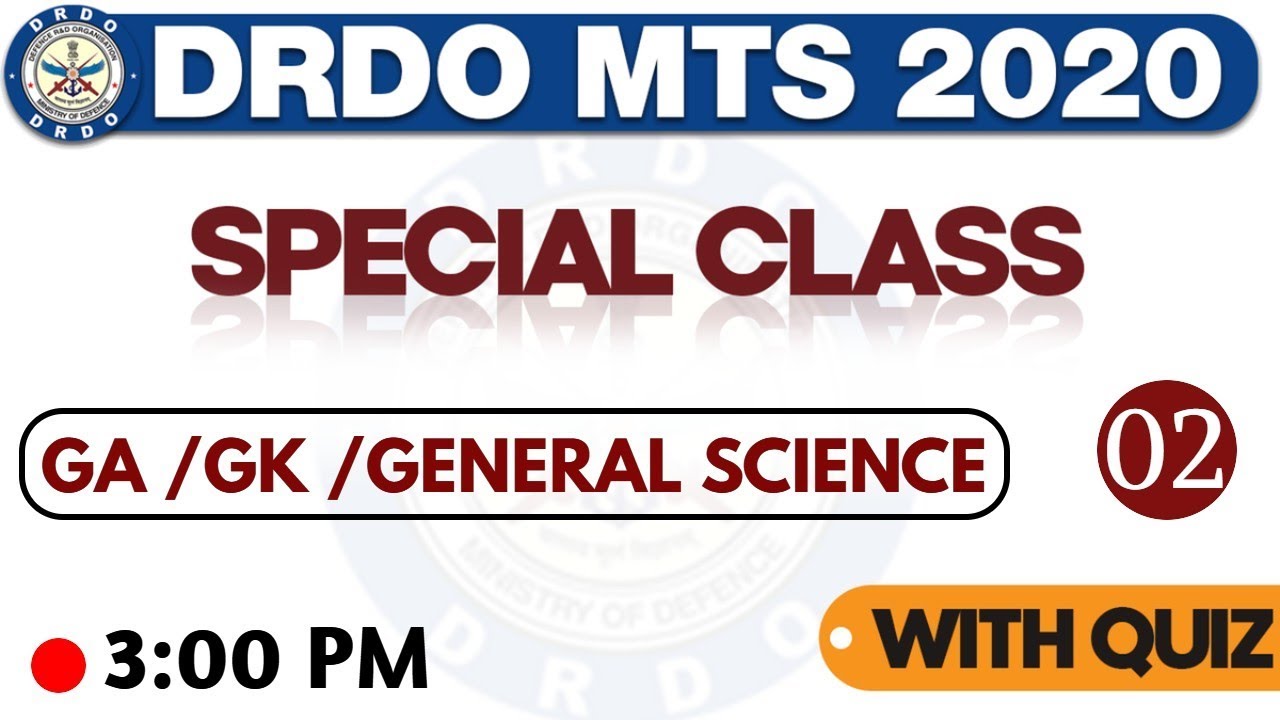 Class-02 DRDO MTS || SPECIAL Classes || LIVE || All Subject With Quiz By Quiz Master ||