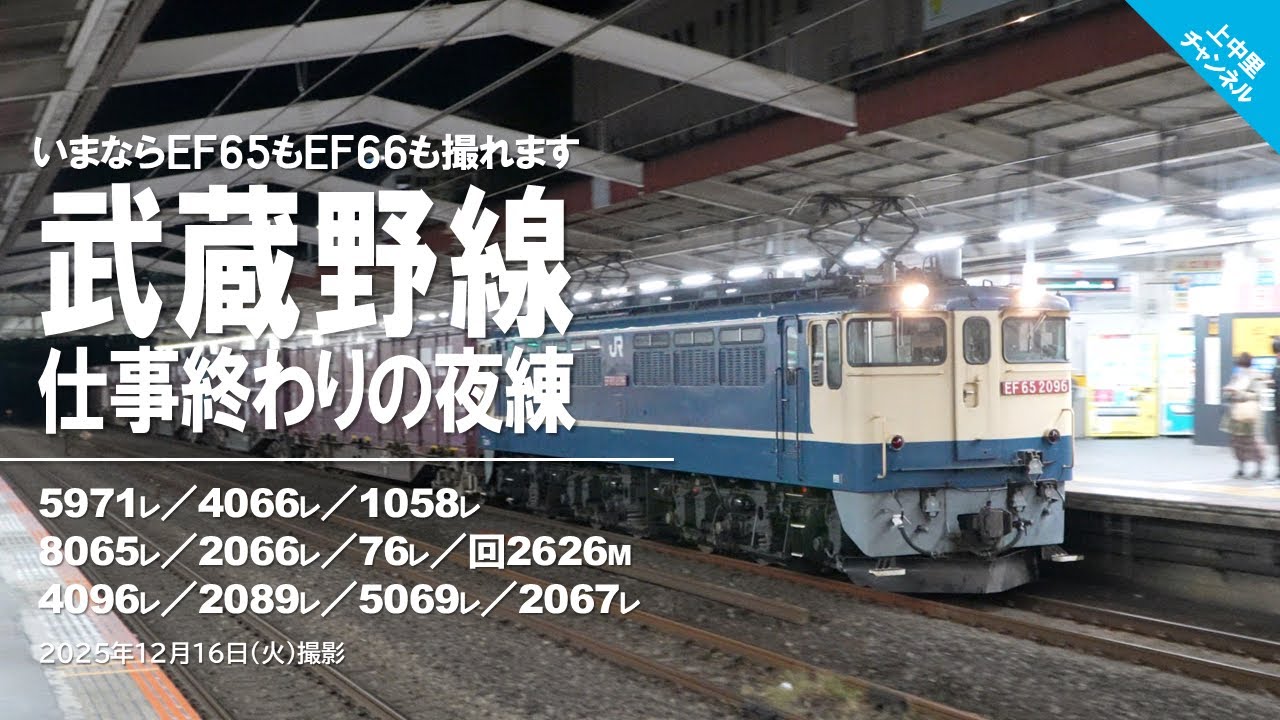 武蔵野線で仕事終わりに夜練／新秋津駅〜EF65/EF66/EF210/EH200/EH500を撮る