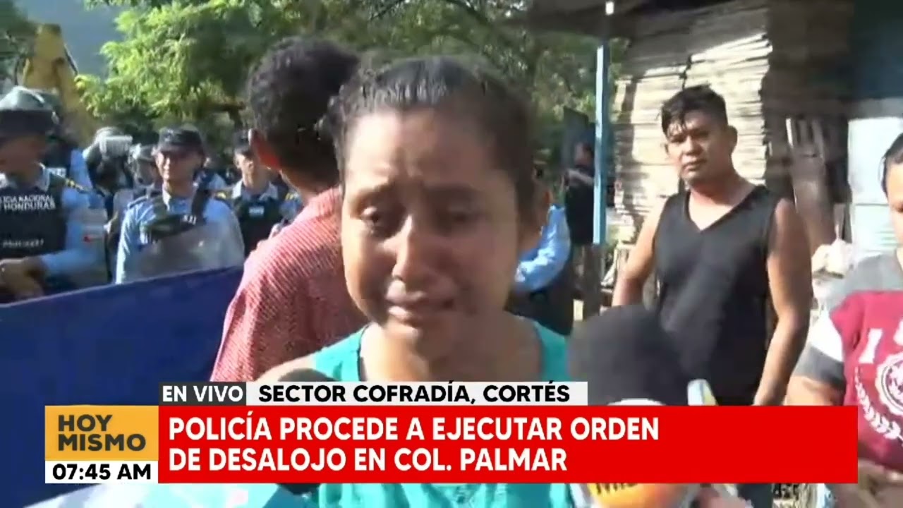 Policía procede a ejecutar orden de desalojo en Col Palmar en Cofradía,Cortés