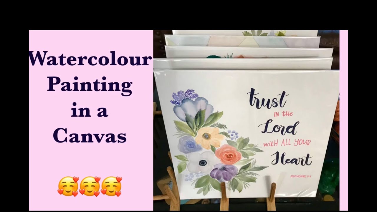 Watercolour painting in a Canvas with Bible verses #canvaspainting #bibleverse #watercolorpainting