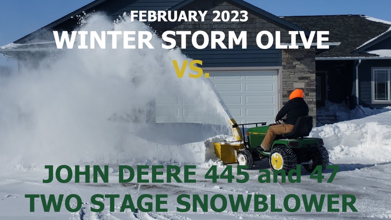 John Deere 445 and 47 2 Stage Snowblower in Action Against February 2023's Winter Storm Olive